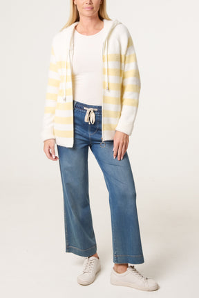 Zip Up Cosy Striped Hoodie