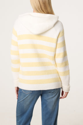 Zip Up Cosy Striped Hoodie