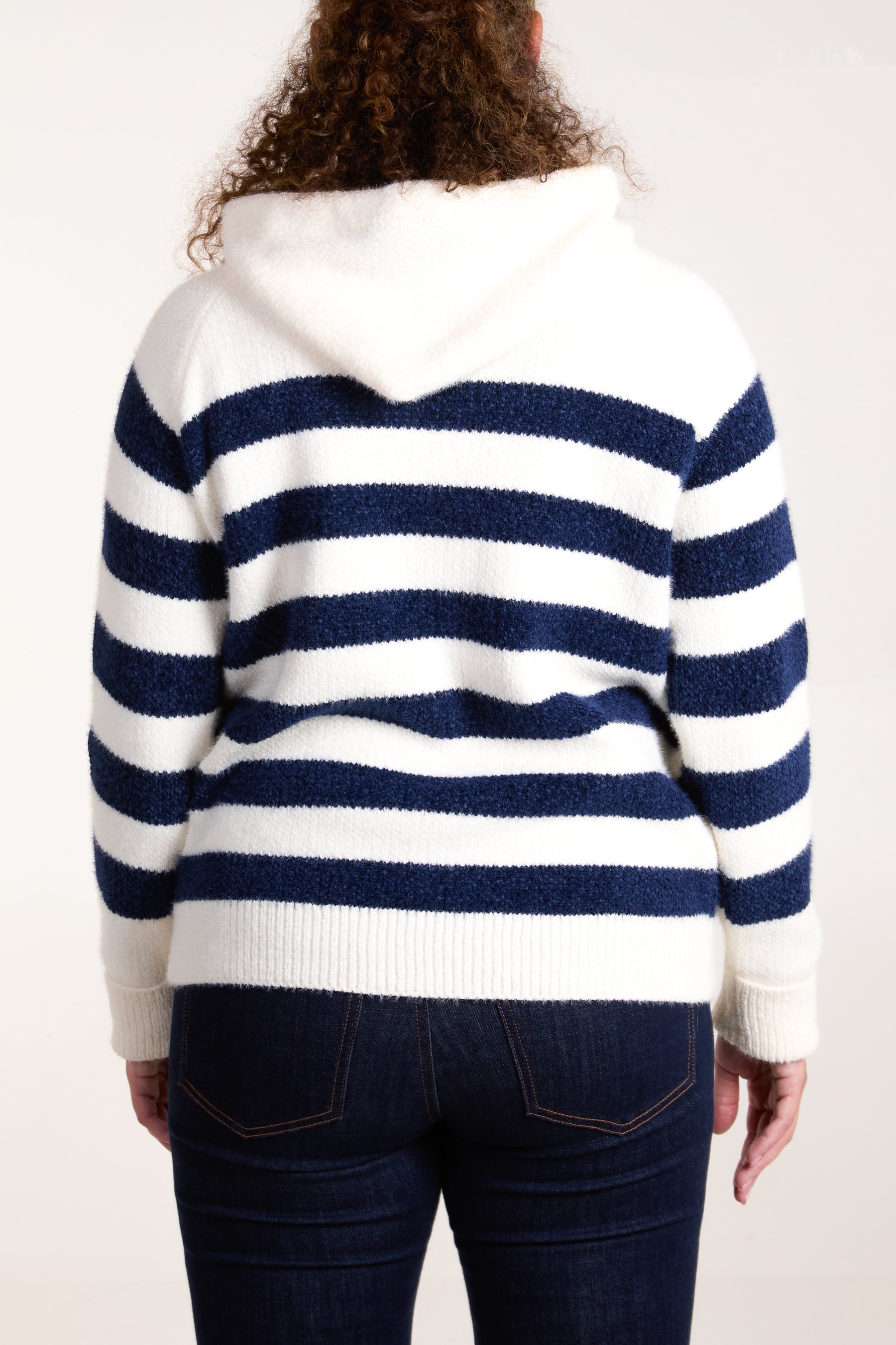 Striped Zip Up Cosy Hoodie