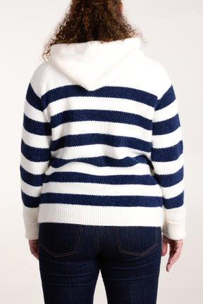 Striped Soft Knit Zip Up Hoodie