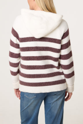 Zip Up Cosy Striped Hoodie