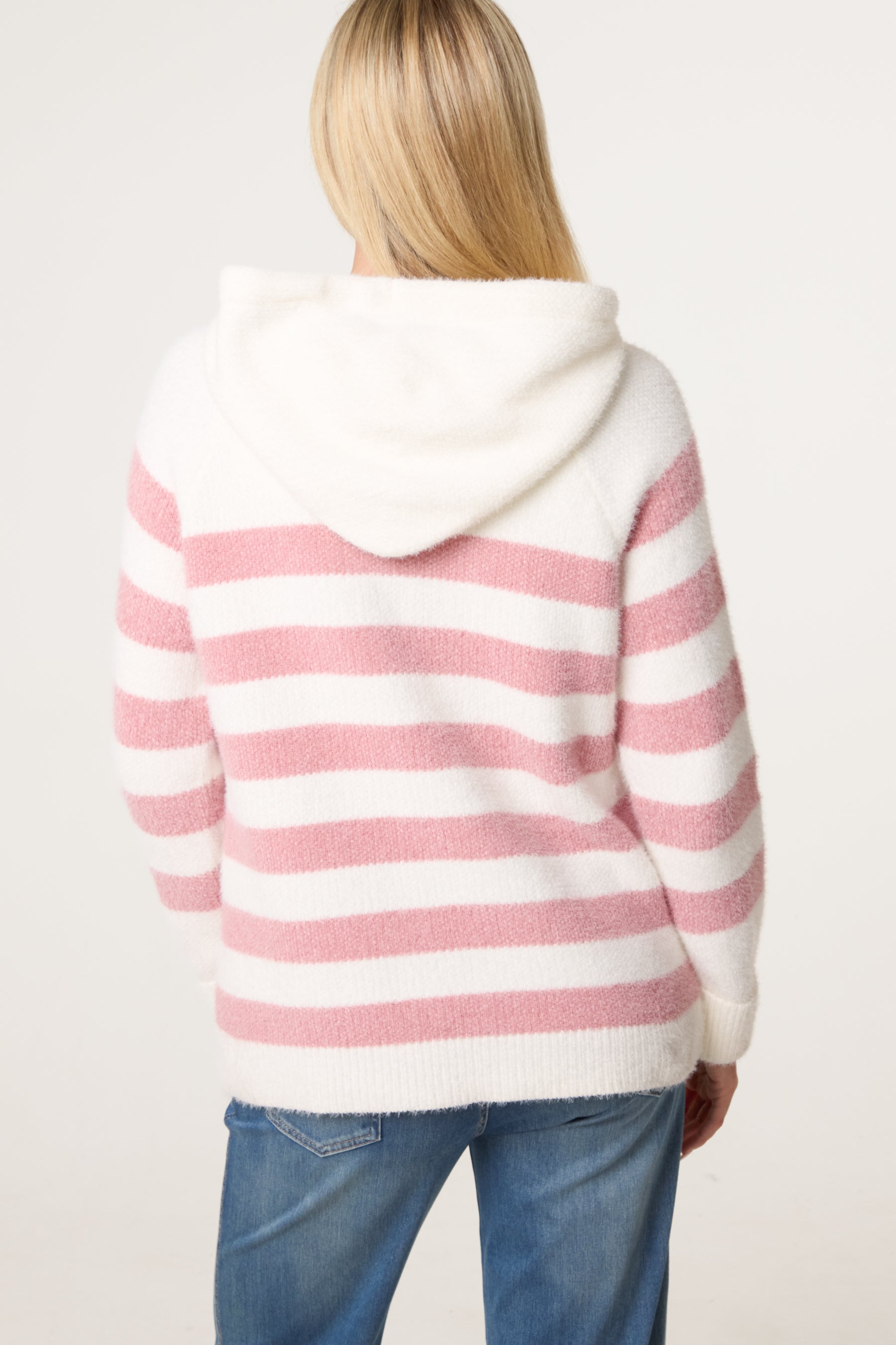 Zip Up Cosy Striped Hoodie