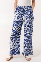 Abstract Animal Print Elasticated Wide Leg Trousers