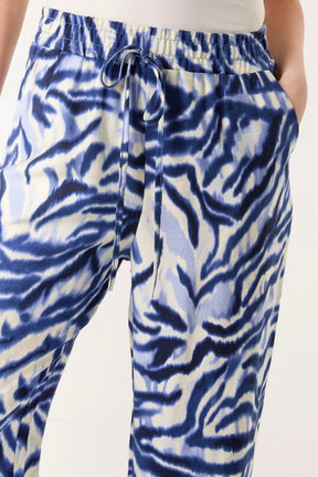 Abstract Animal Print Elasticated Wide Leg Trousers