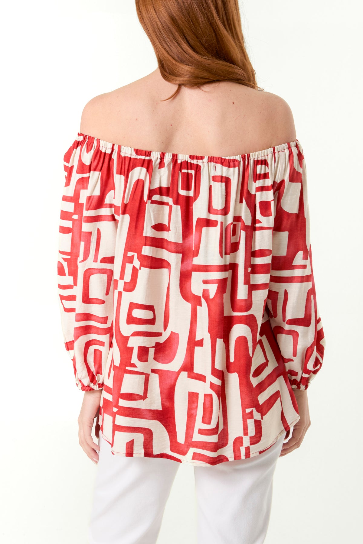 Geometric Print Bardot Top
