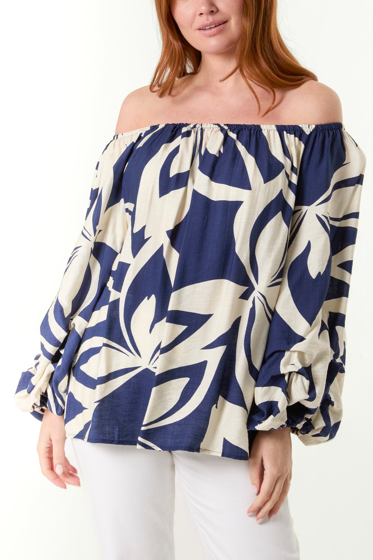 Leaf Print Bardot Top