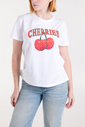 'Cherries' Embellished Print T-Shirt