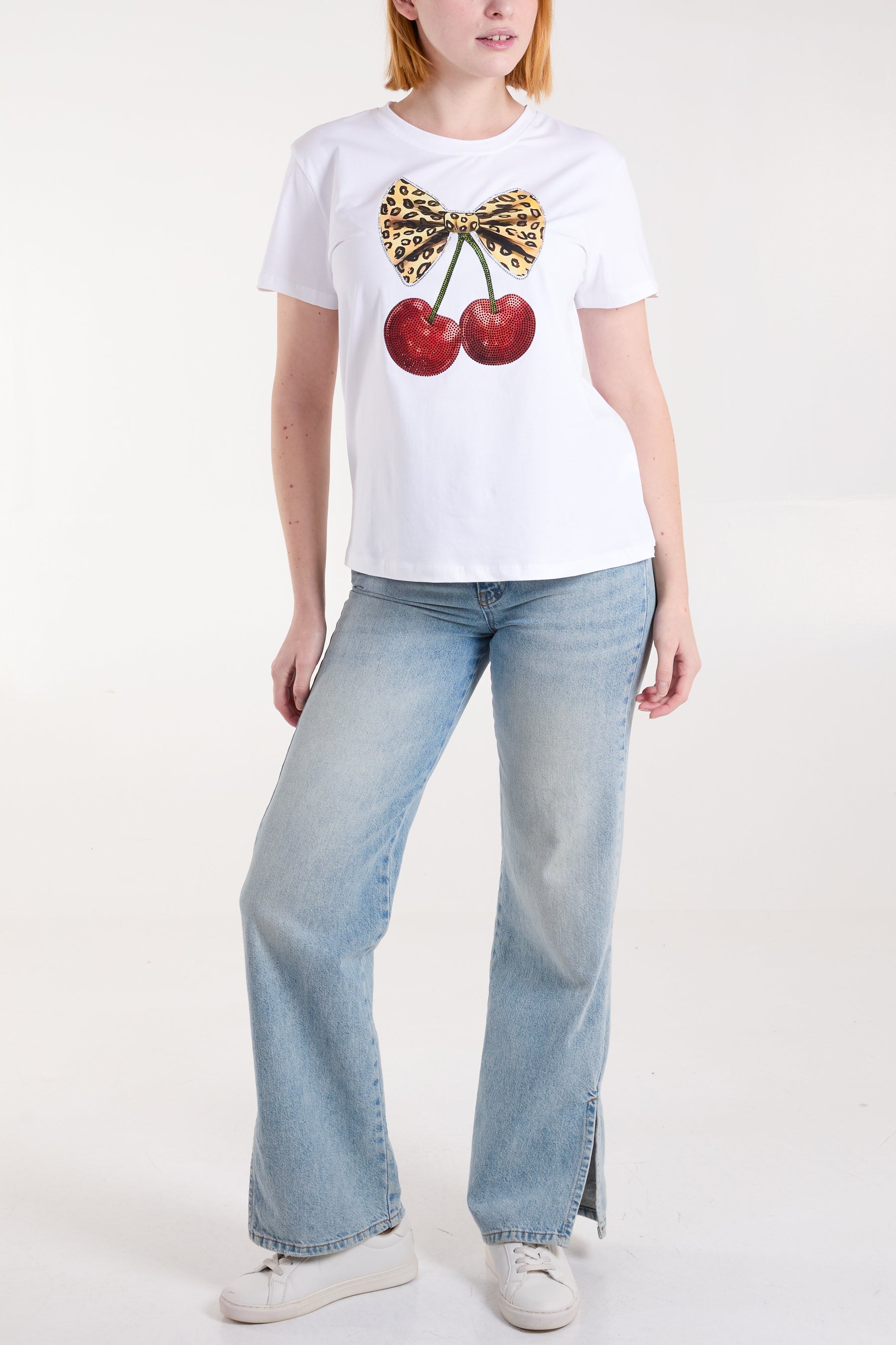 Leopard Bow Cherry Print T-Shirt