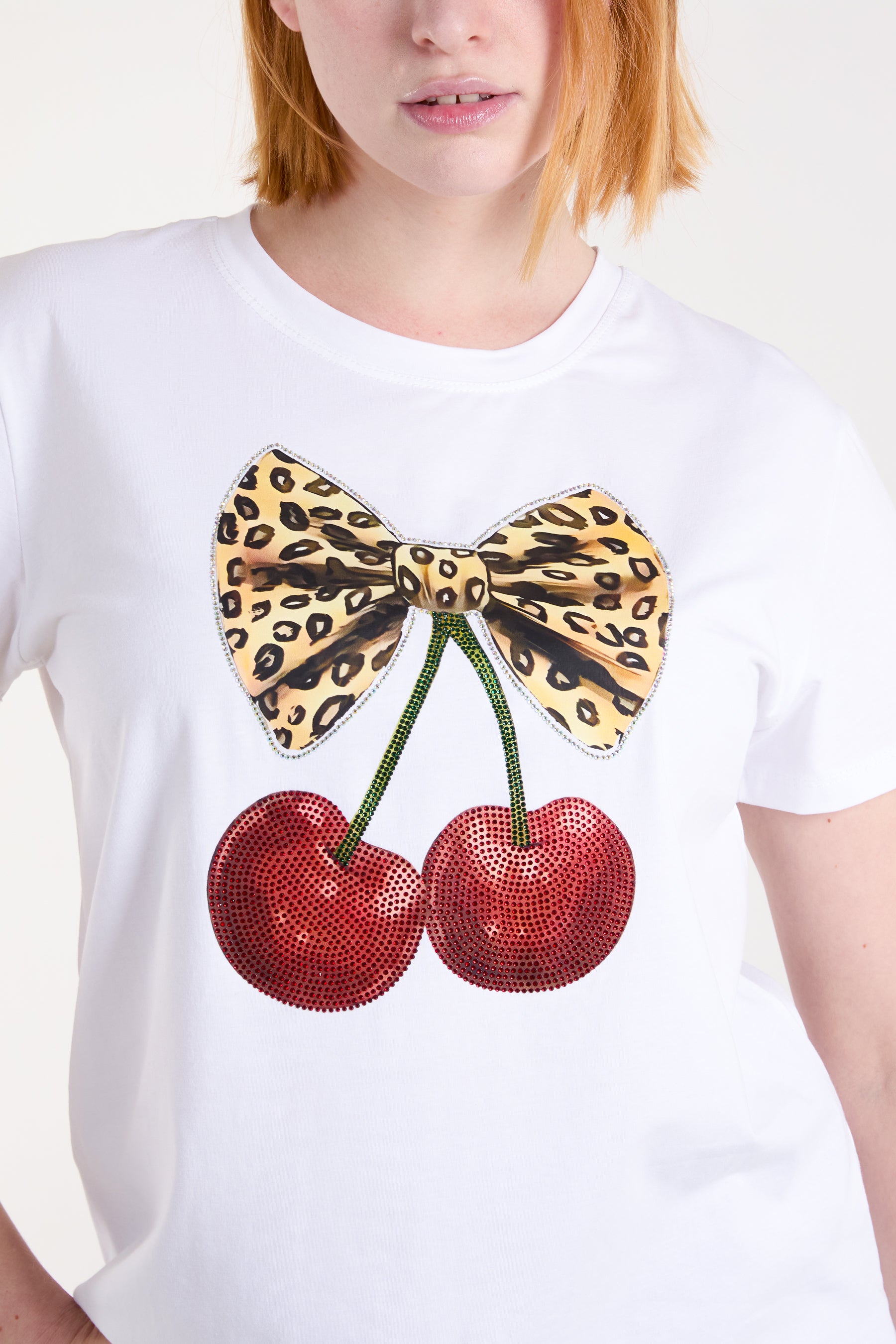 Leopard Bow Cherry Print T-Shirt