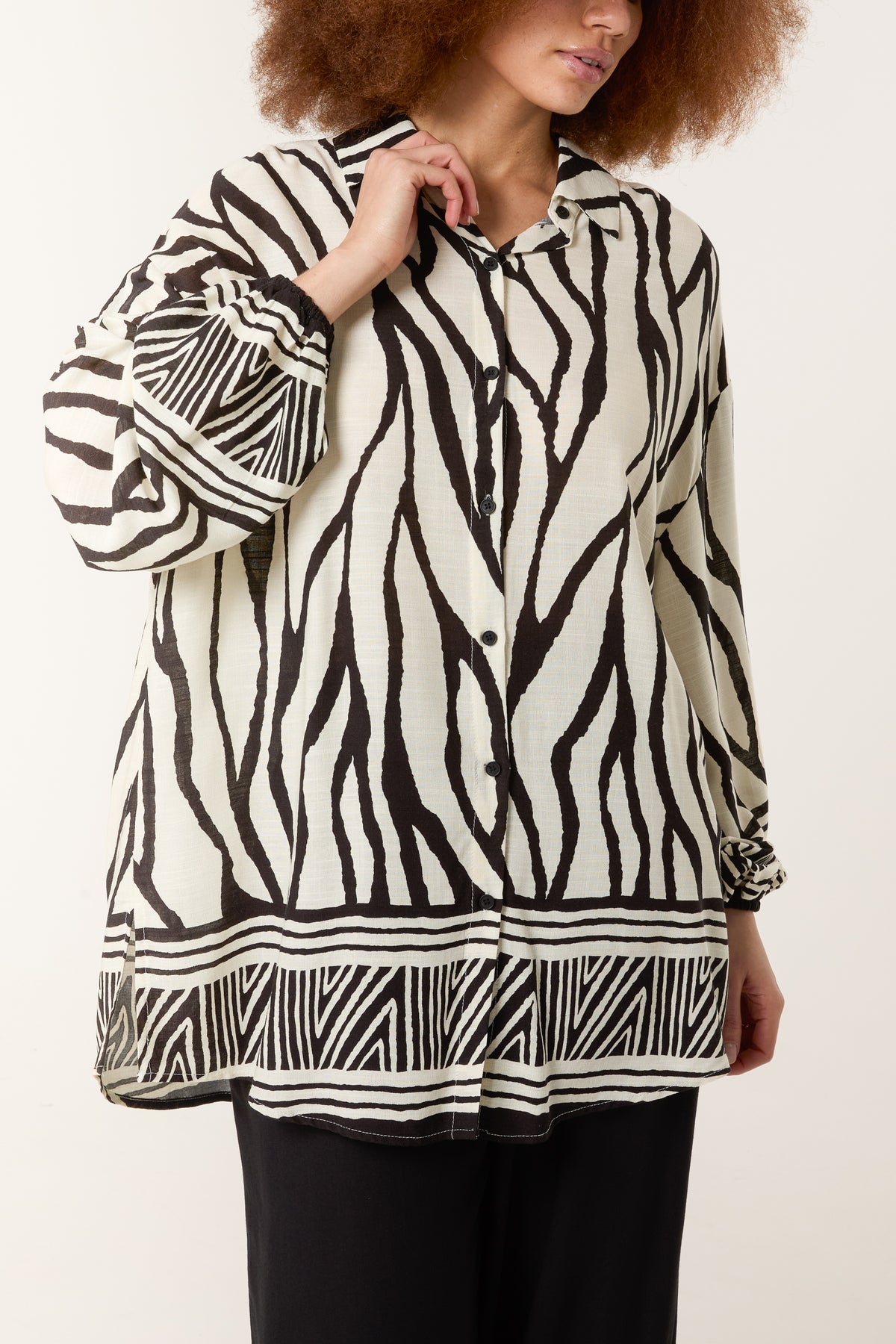 Zebra Print Shirt & Plain Trouser Co-Ord Set