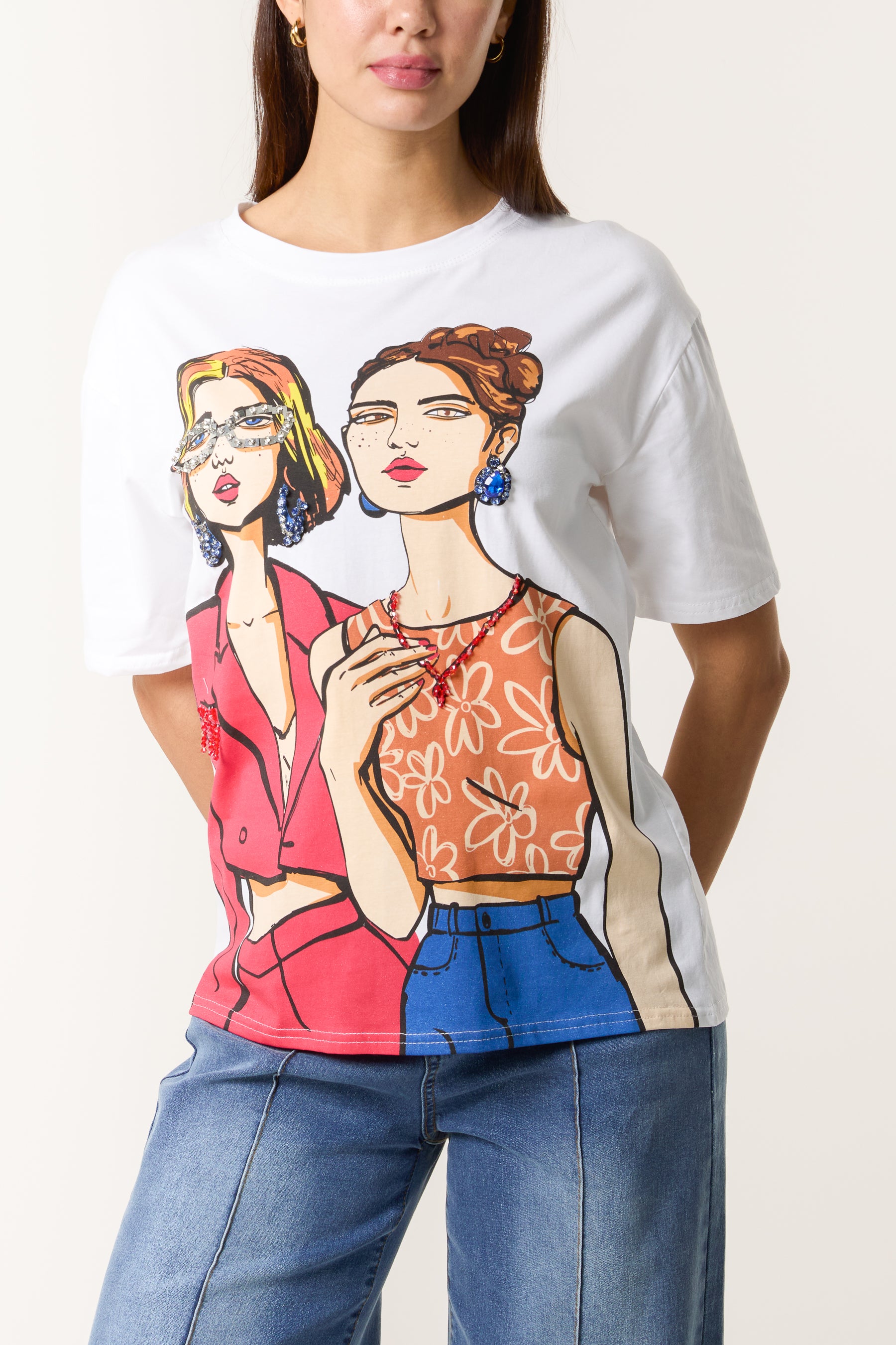 Embellished Girls Print T-Shirt