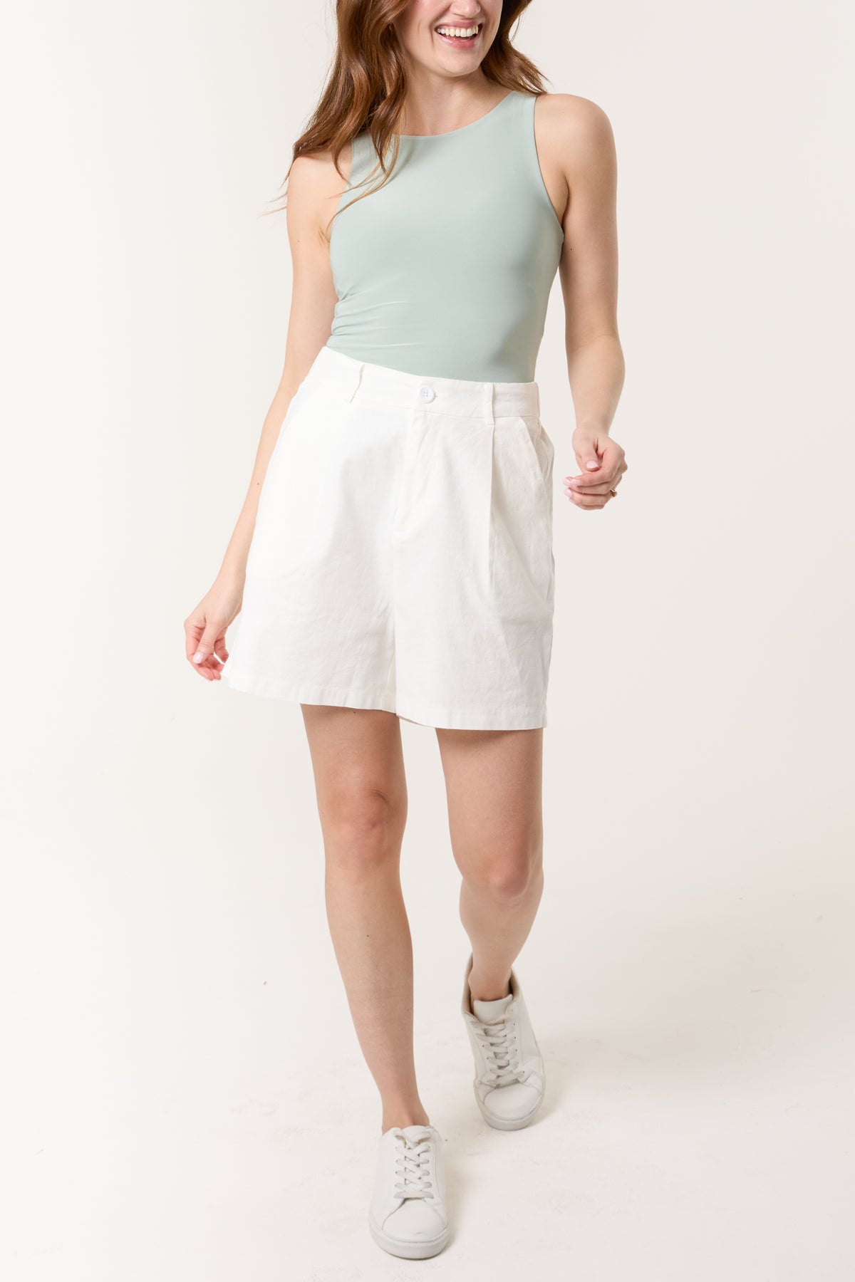 Button-Up Pleated Shorts