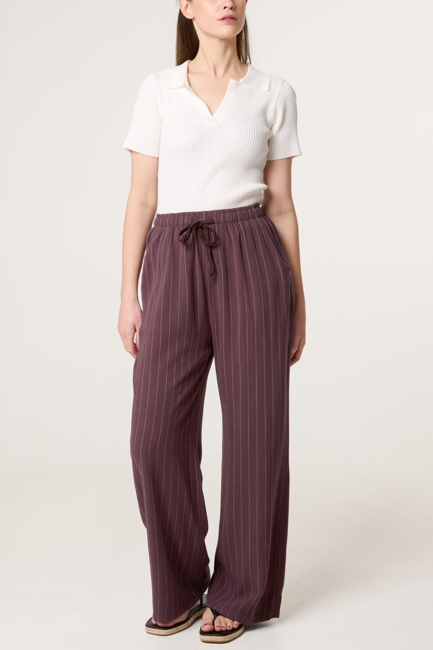 Pin Striped Elasticated Trousers