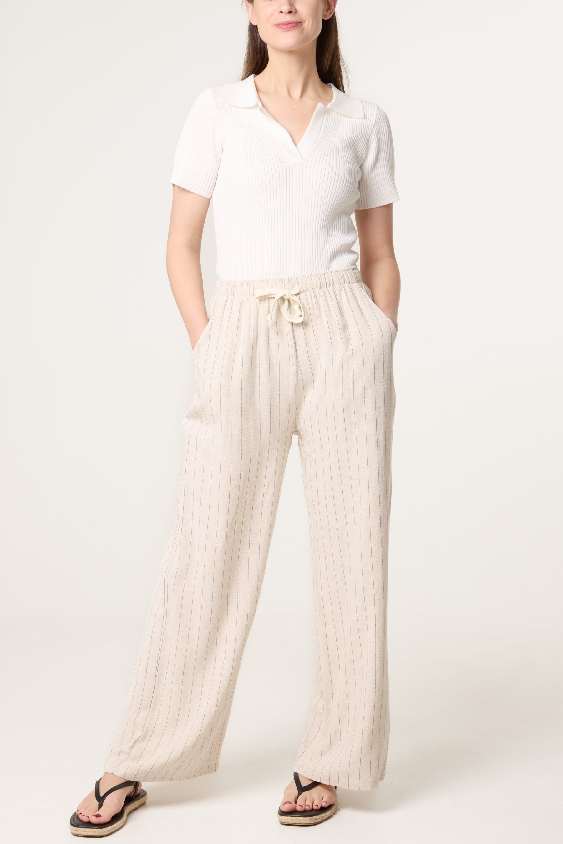 Pin Striped Elasticated Trousers