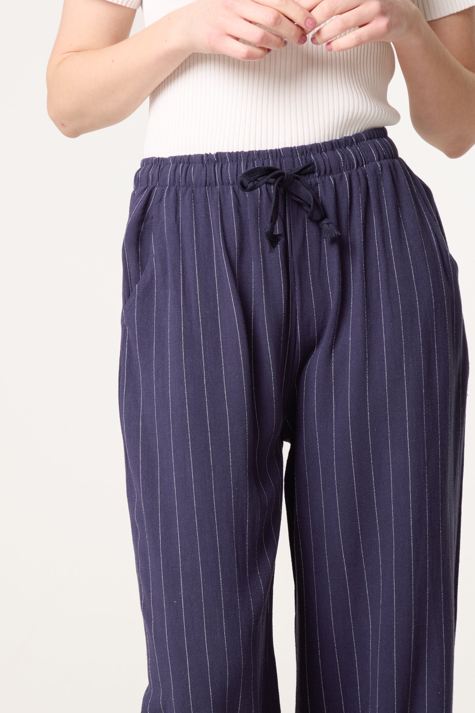 Pin Striped Elasticated Trousers
