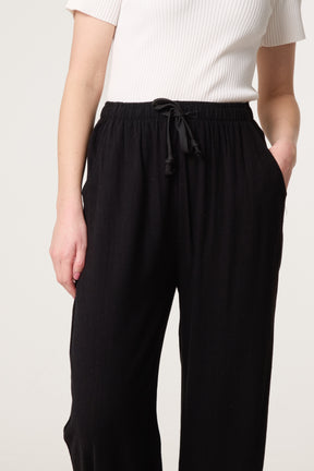 Linen-Blend Drawstring Trousers