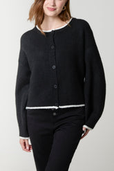 Two-Tone Contrast Edge Cardigan