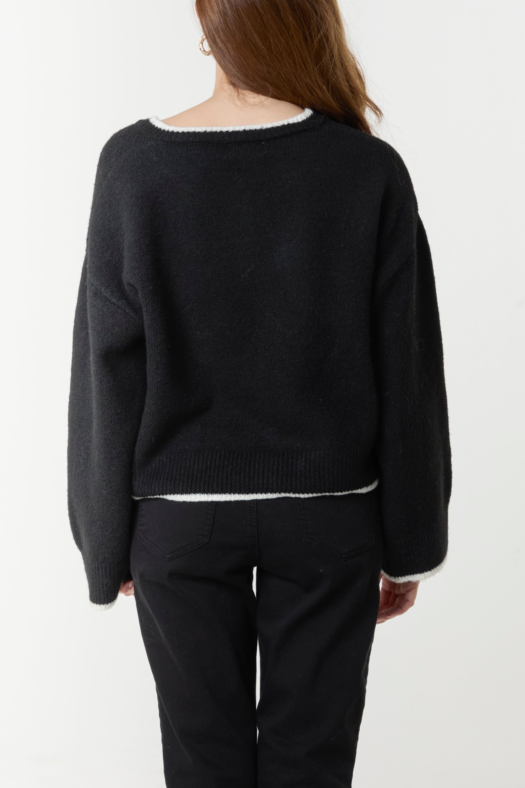 Two-Tone Contrast Edge Cardigan