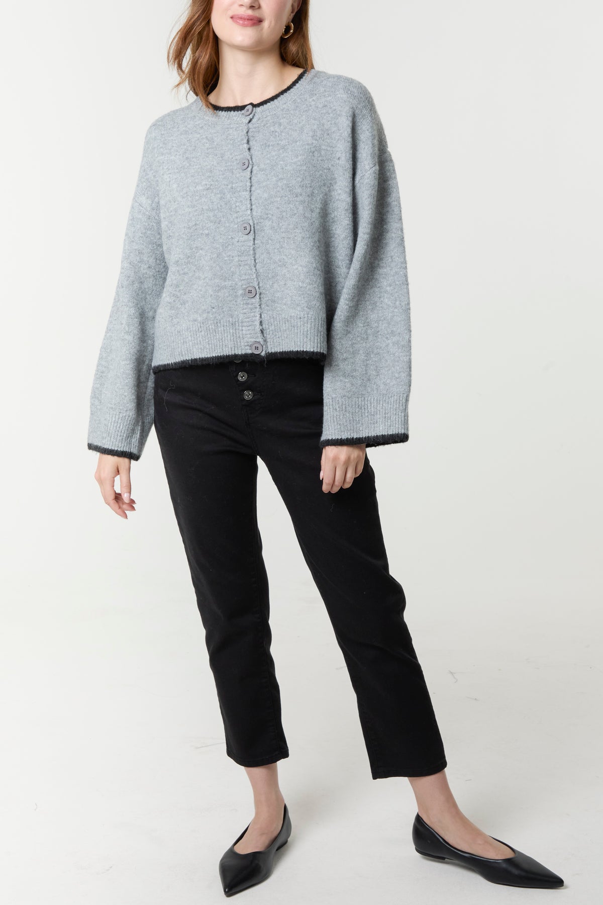 Two-Tone Contrast Edge Cardigan