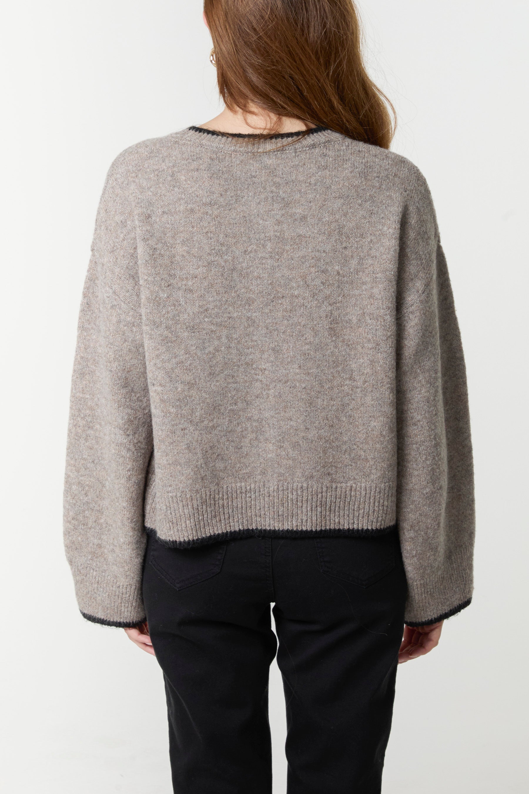Two-Tone Contrast Edge Cardigan