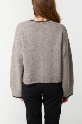 Two-Tone Contrast Edge Cardigan