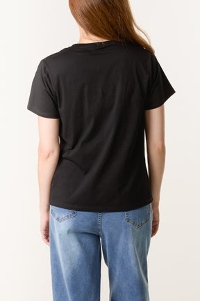 'Cherries' Embellished Leopard Print T-Shirt