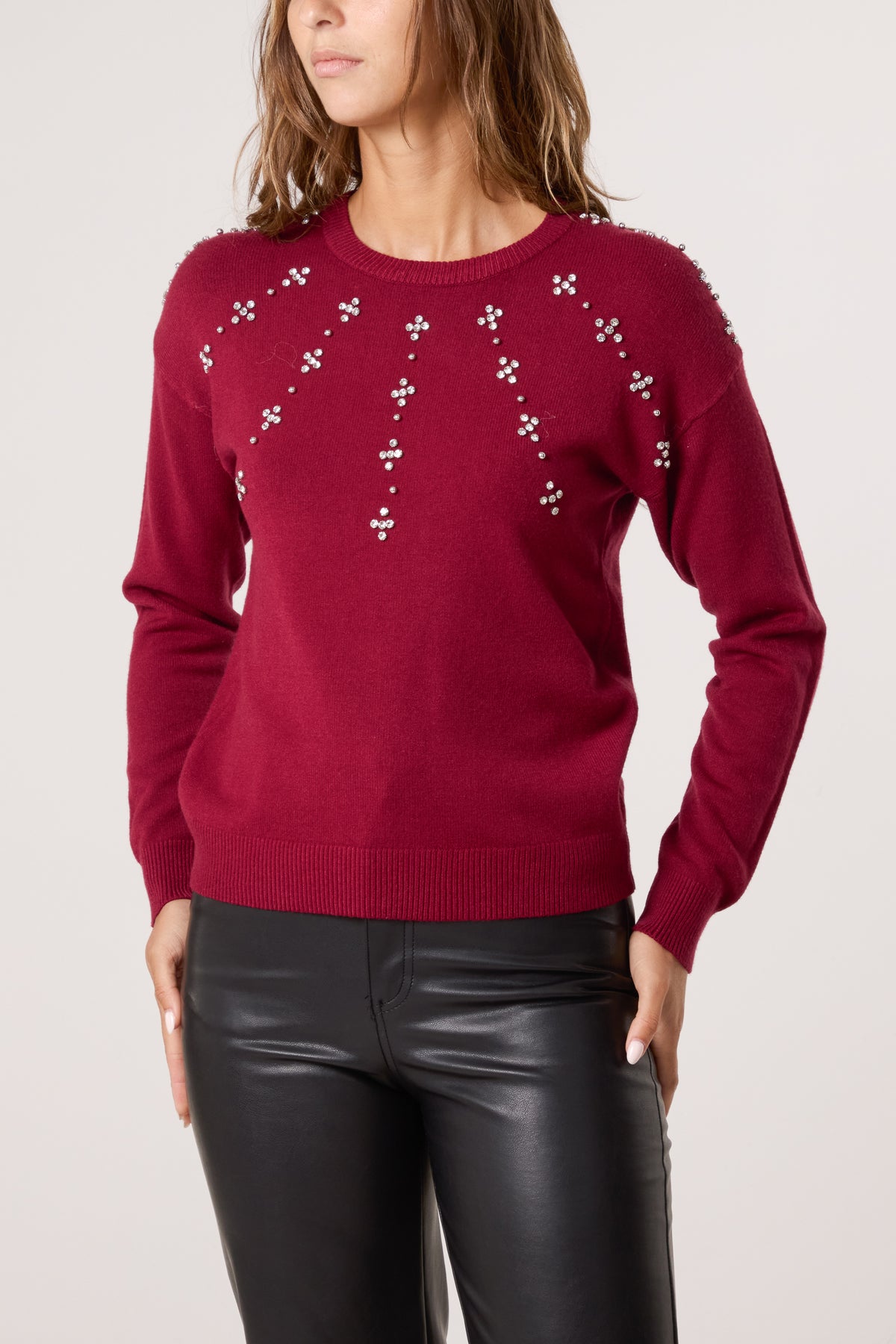 Flower Embellished Knit Jumper