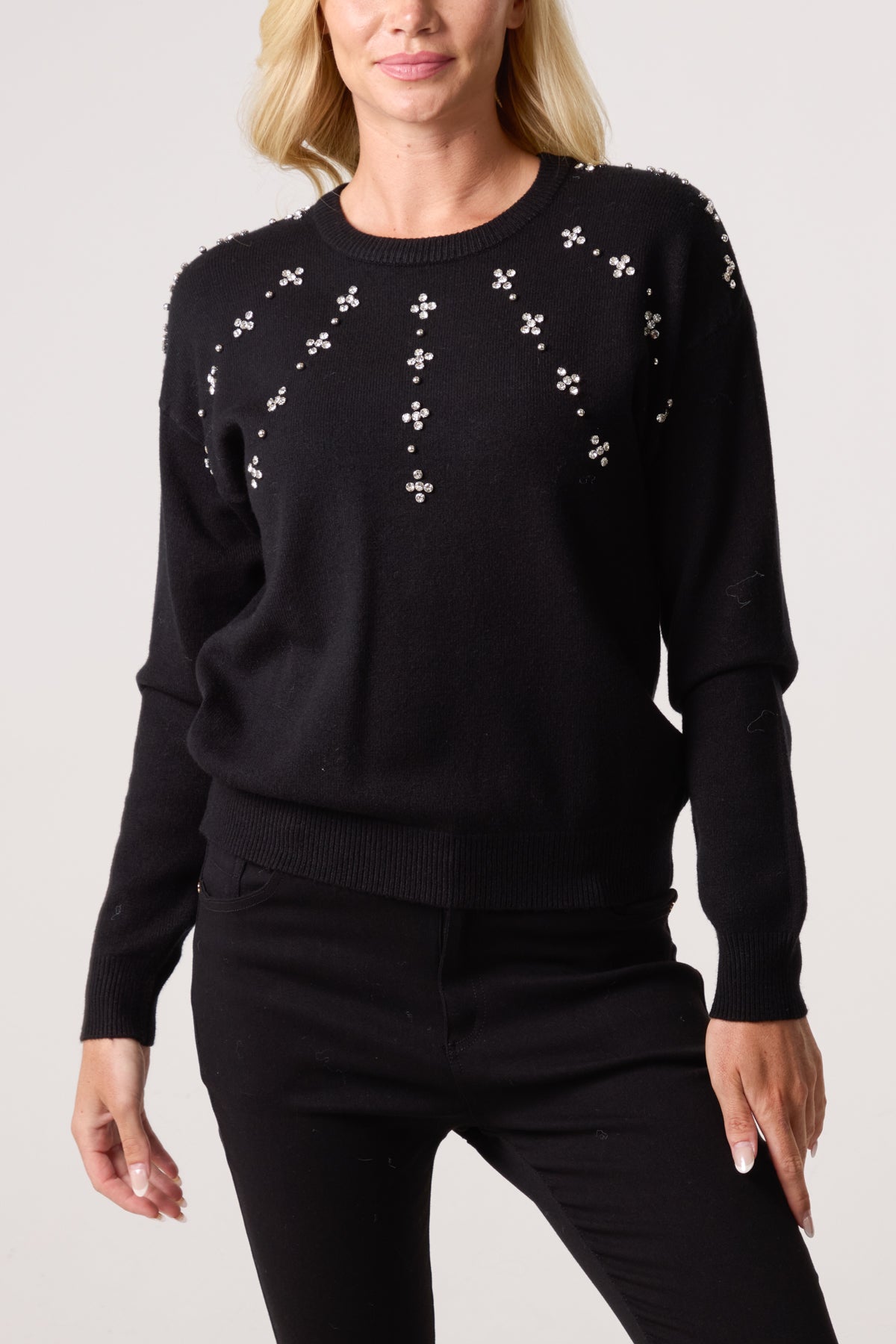 Flower Embellished Knit Jumper