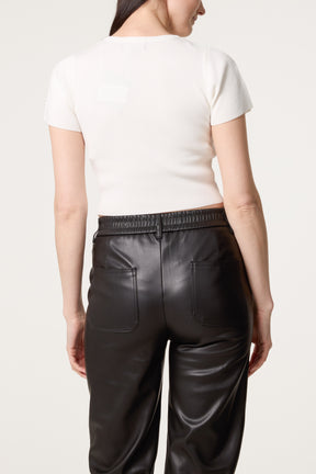 Diamante Round Neck Cropped Fine Guage Jumper