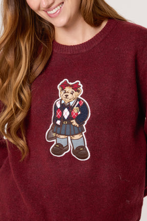 School Girl Bear Round Neck Jumper