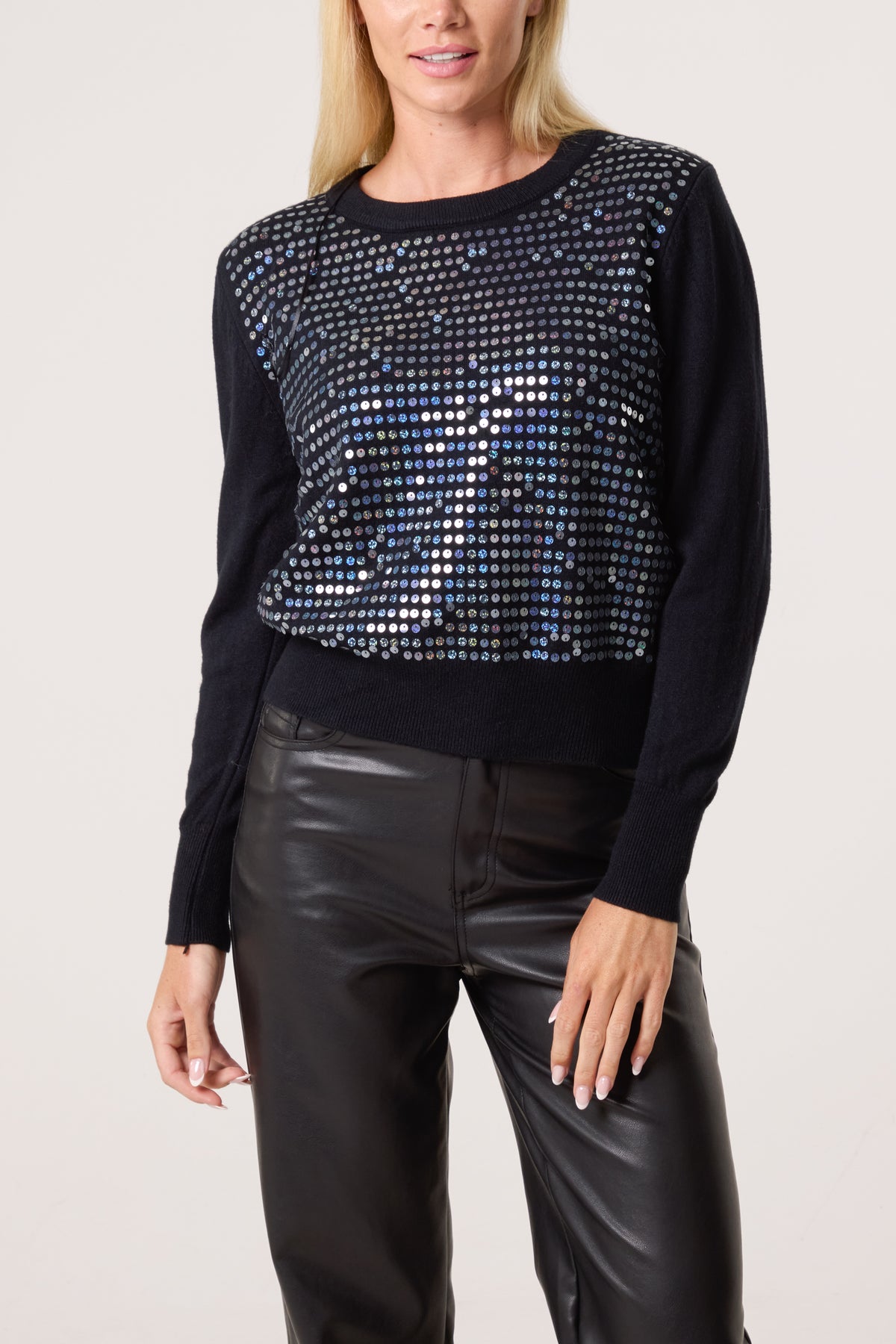 Sequin Crew Neck Knit Jumpers