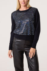 Sequin Crew Neck Knit Jumpers