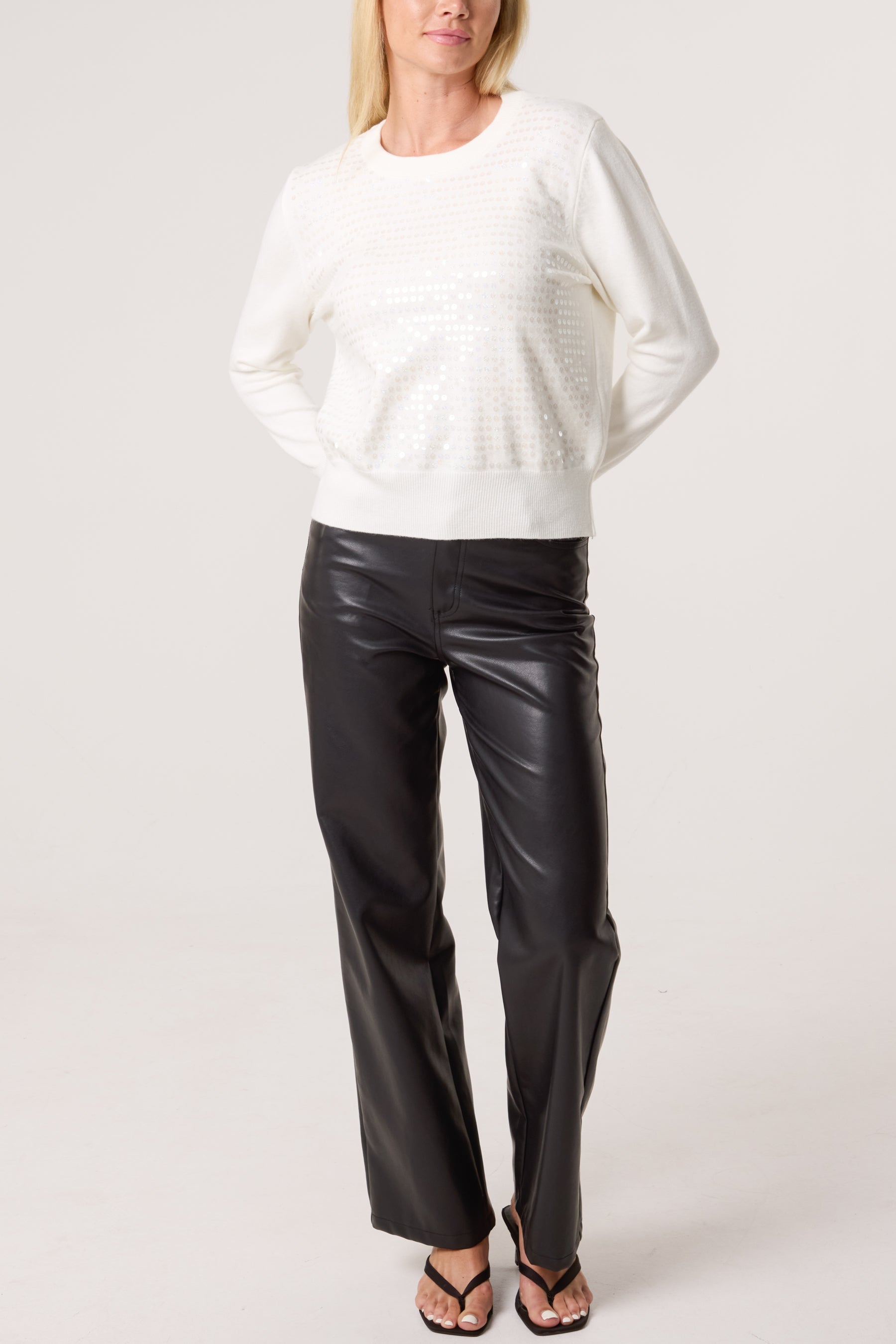 Sequin Crew Neck Knit Jumpers