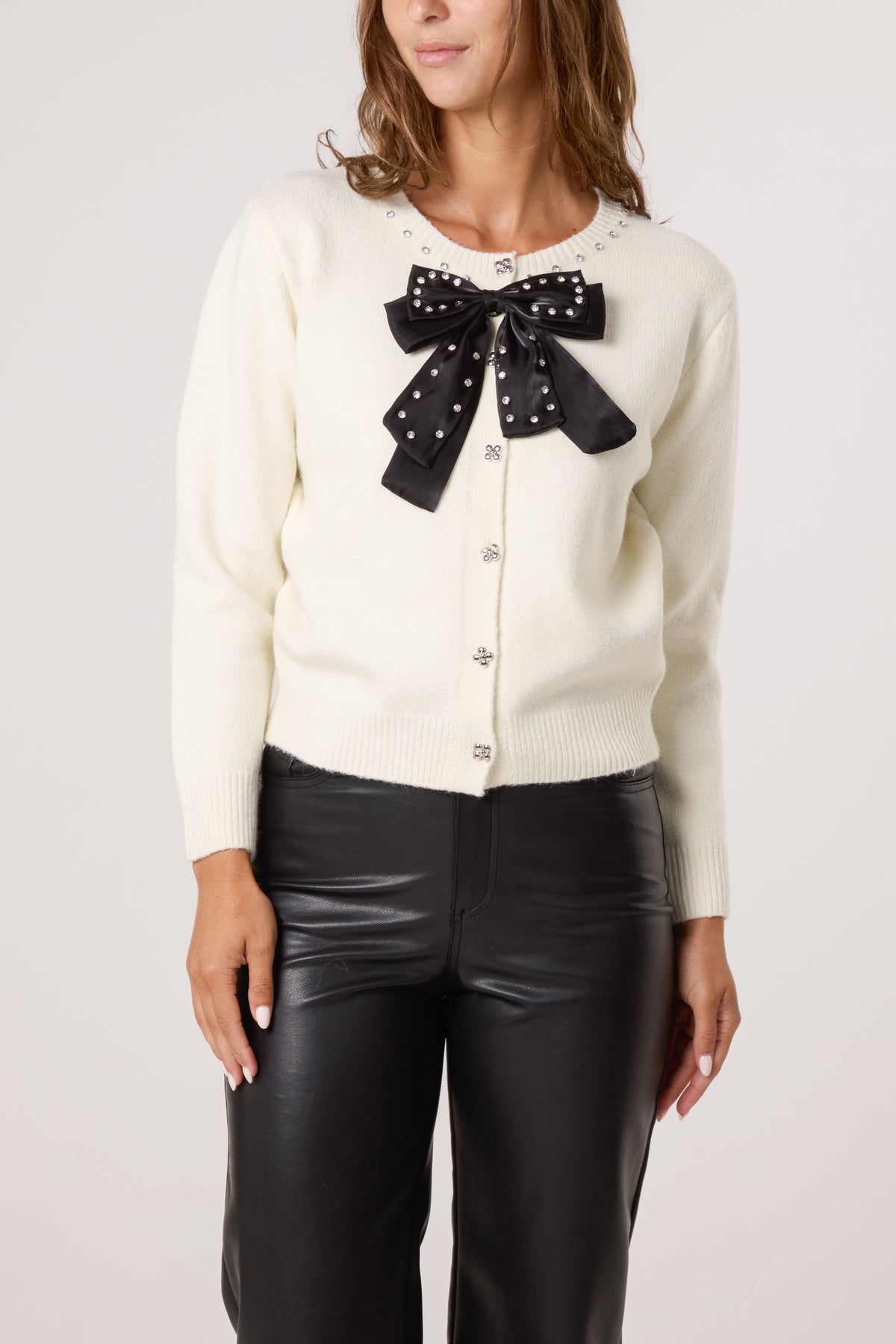 Embellished Diamante Bow Cardigan