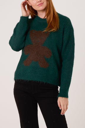 Crew Neck Knit Bear Jumper