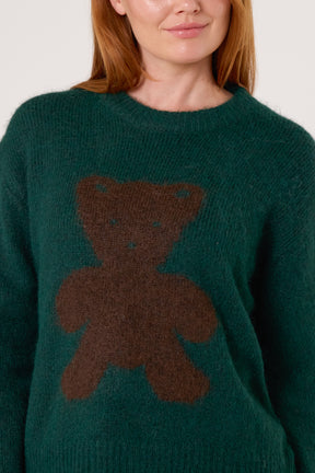 Crew Neck Knit Bear Jumper
