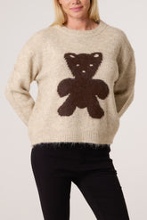 Crew Neck Knit Bear Jumper