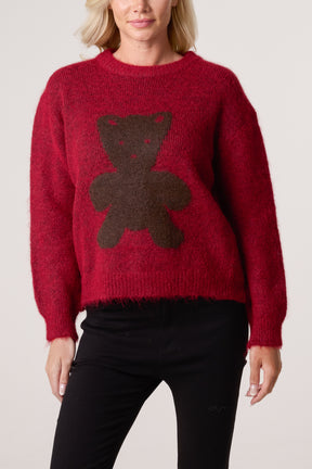 Crew Neck Knit Bear Jumper