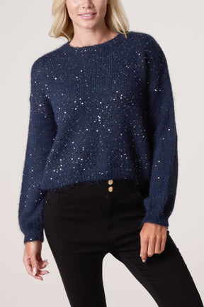 Sequin Embellished Knit Jumper