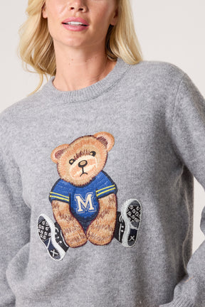 Embroidered Sports Bear Knit Jumper