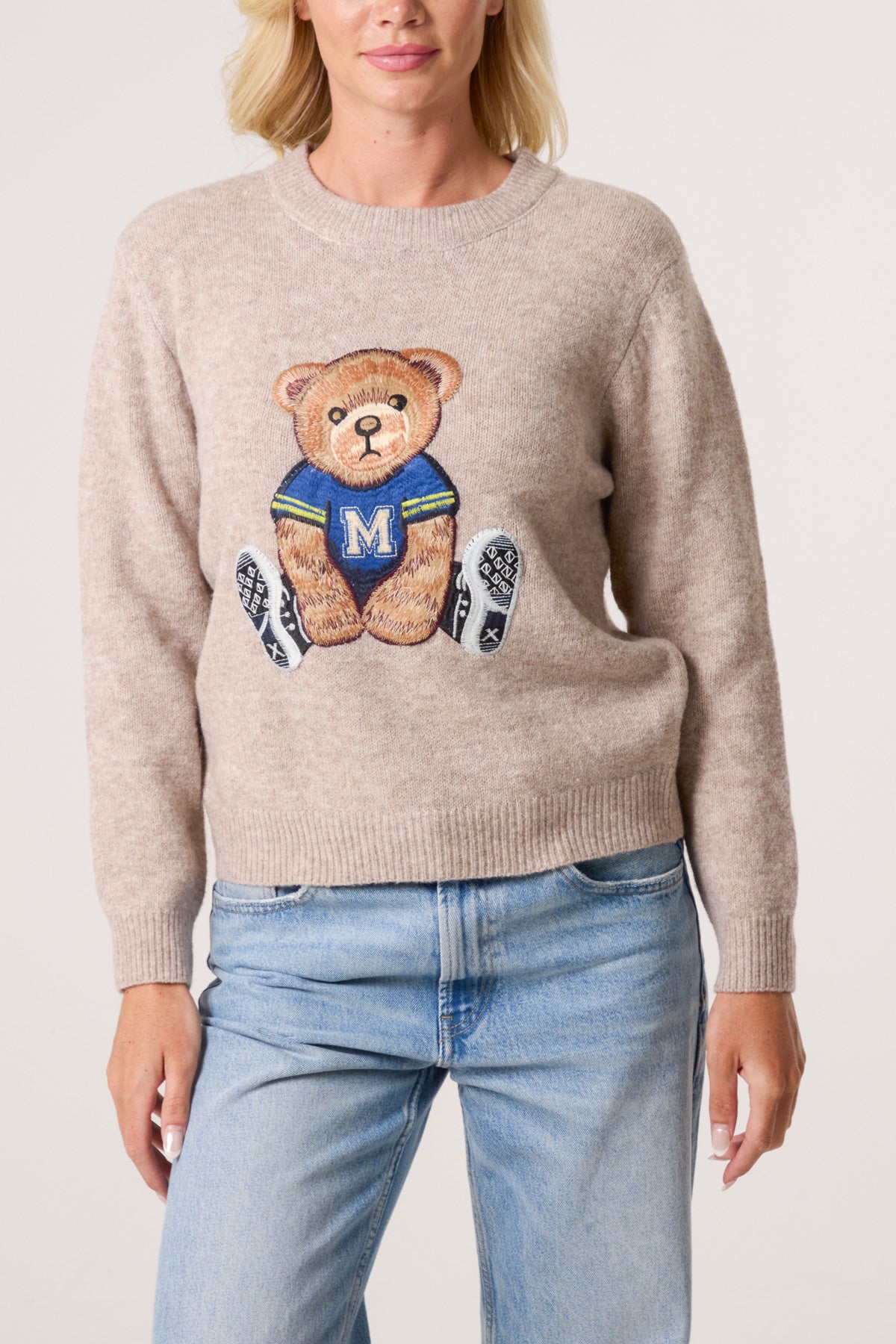 Embroidered Sports Bear Knit Jumper