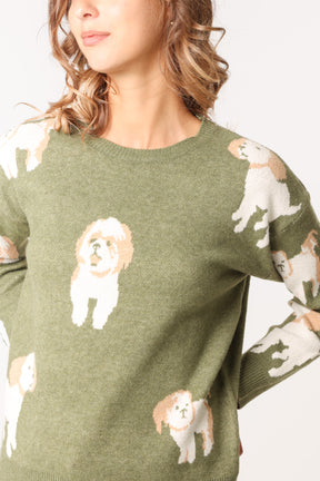 Jacquard Shih Tzu Dog Knitted Jumper