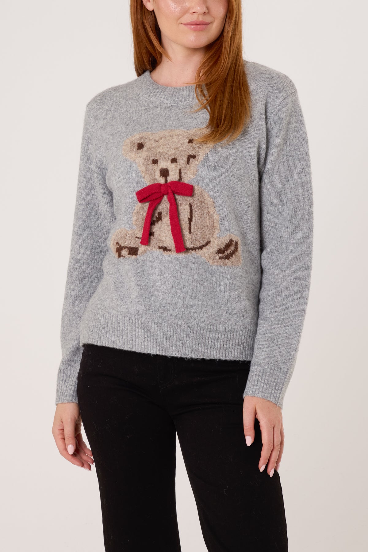 Bow Teddy Bear Jacquard Jumper