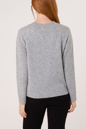 Bow Teddy Bear Jacquard Jumper
