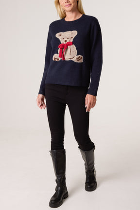 Bow Teddy Bear Jacquard Jumper