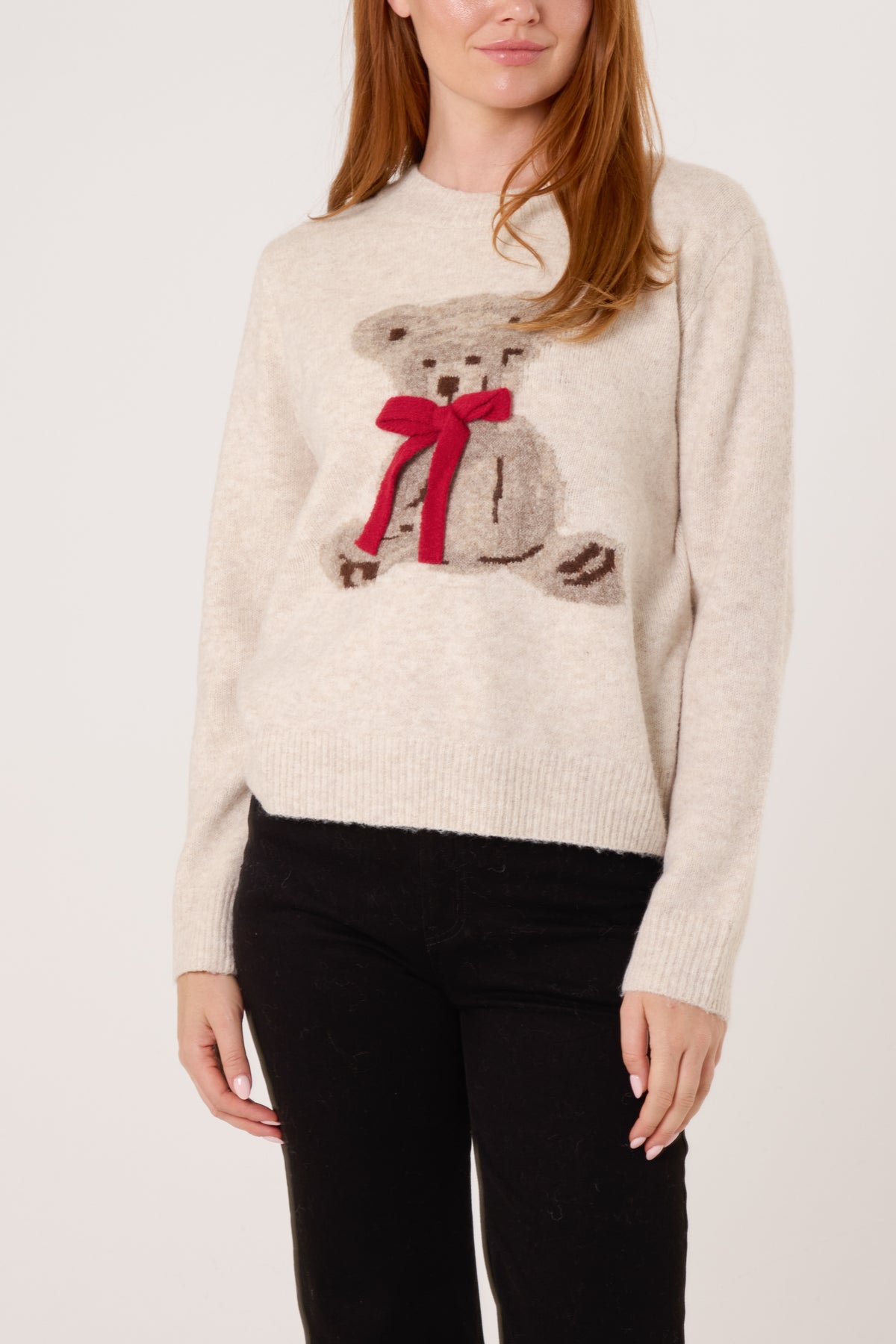 Bow Teddy Bear Jacquard Jumper