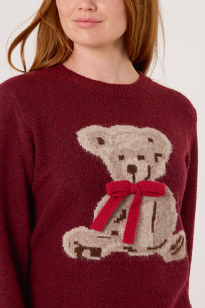 Bow Teddy Bear Jacquard Jumper