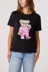 Embellished Shopping Bear T-Shirt