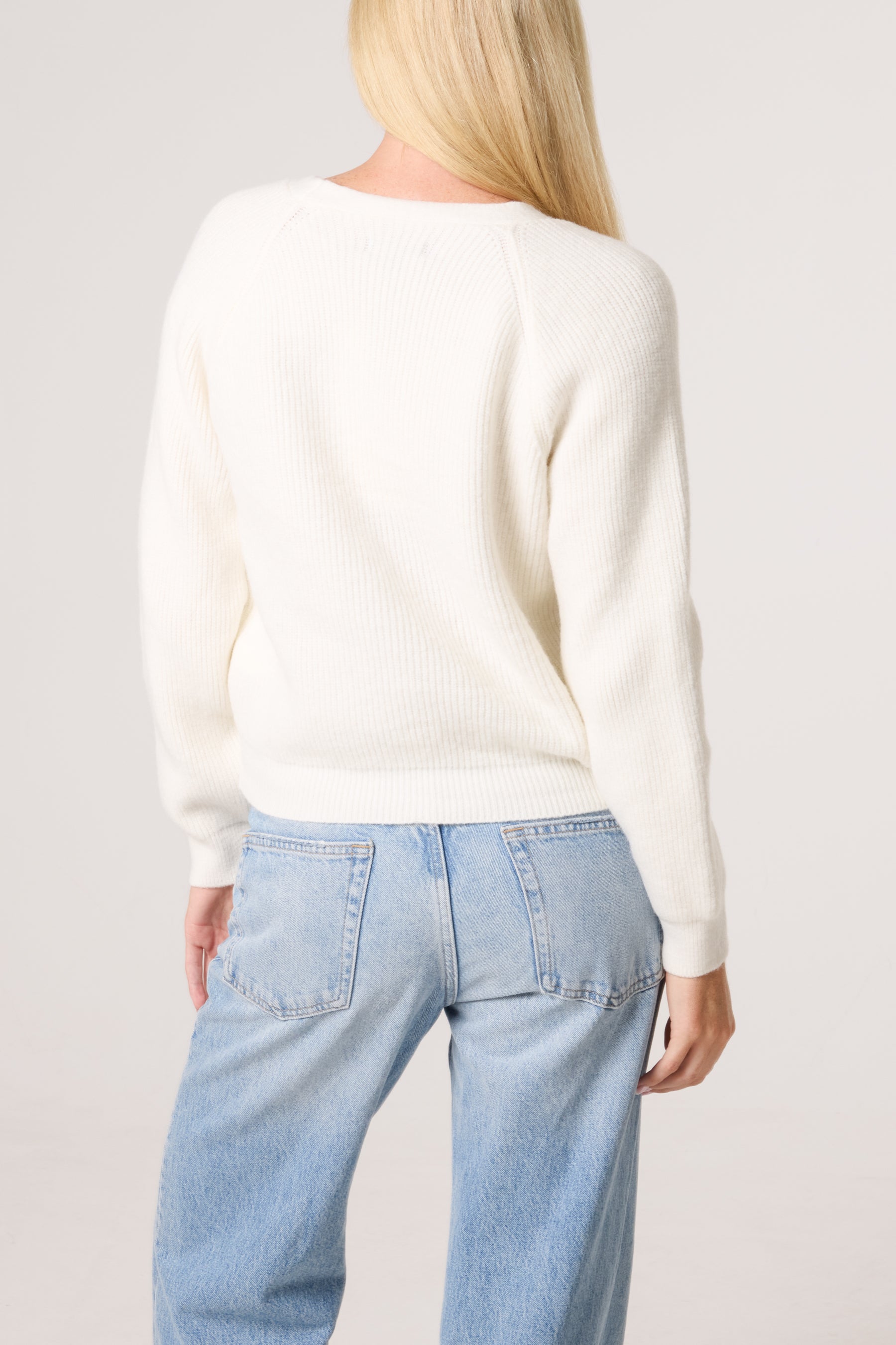 Gold Button V-Neck Knit Cardigan