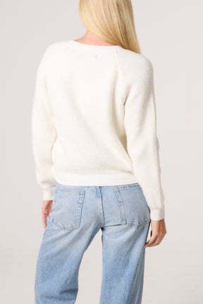 Gold Button V-Neck Knit Cardigan